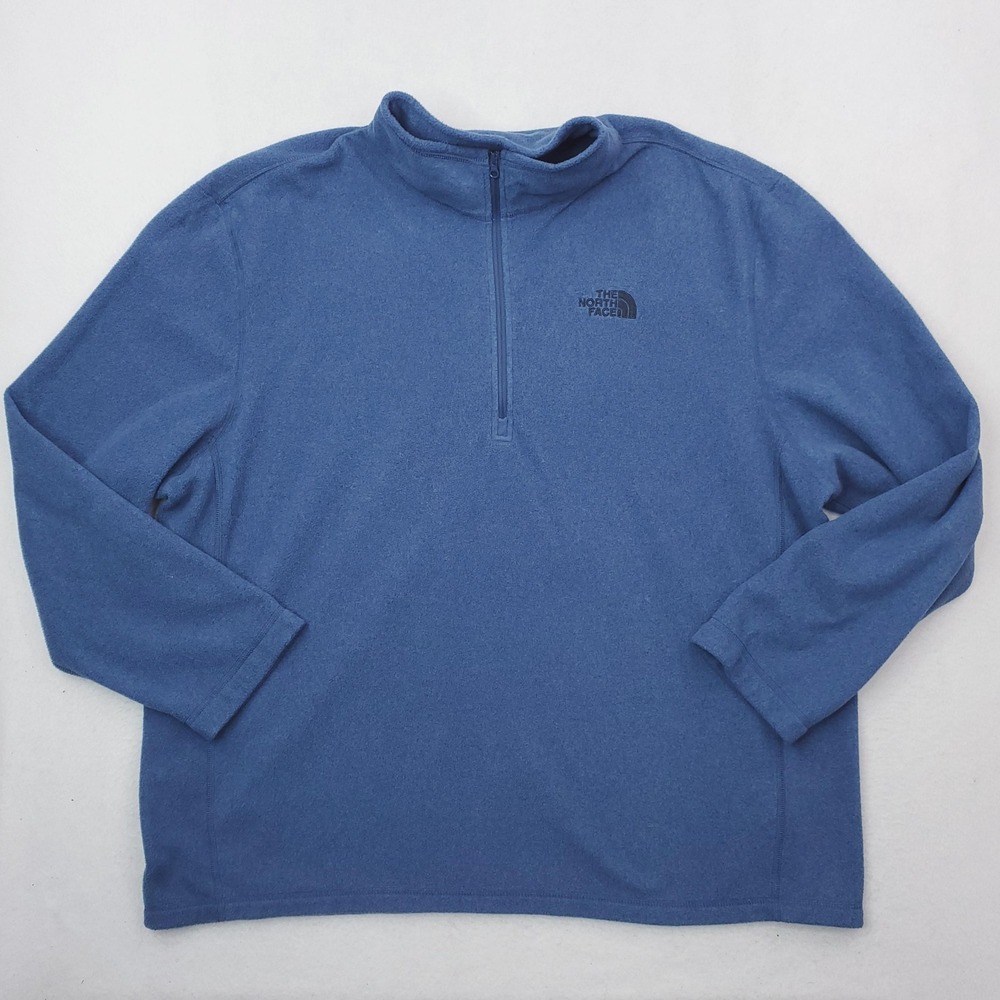 North Face Pullover Mens 2XL Blue TKA Glacier 100 Fleece Quarter Zip Sweater